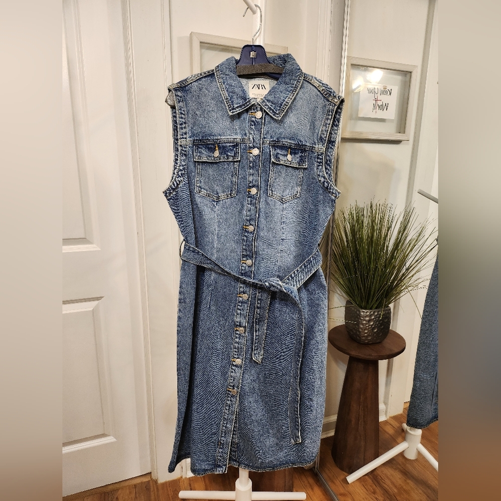 Zara denim sleeveless dress